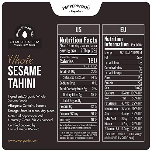 Organic Whole Sesame Tahini Paste (11.6 Ounce (Pack of 2))