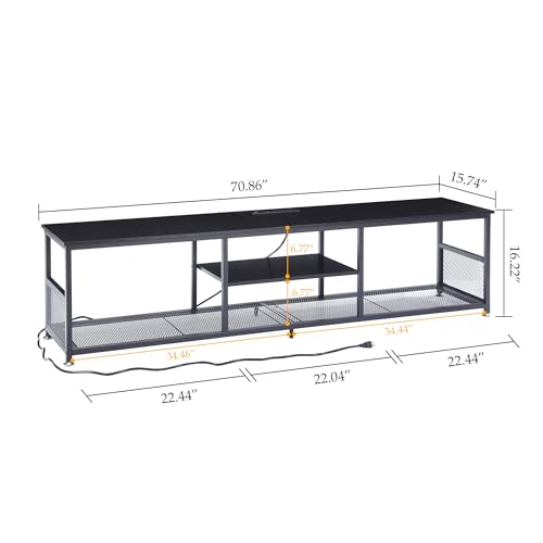 TV Stand with Power Outlets for Televisions up to 80Inch (Black / 70 Inches / With Power Outlets)