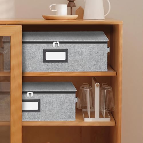 Mug Storage Box with Dividers (Grey / 2 Pack Mug Storage Box)