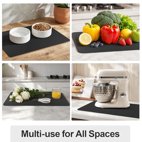 Dish Drying Mat for Kitchen Counter (Black / 18" x 24")