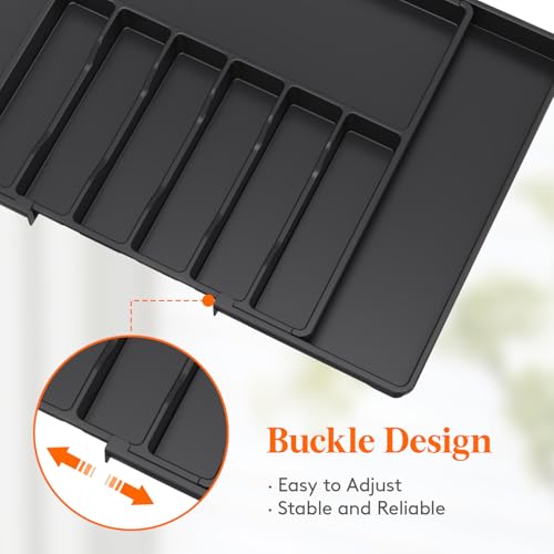 Extra Large Silverware Drawer Organizer (Black / XXXXL (18-33''W x 18.5''D))