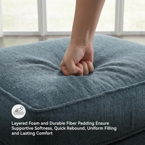 Ottoman Cashton Blue Rectangular Foot Rest (Blue)