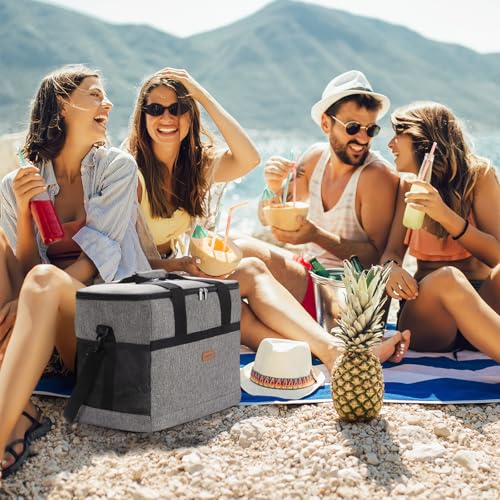 Cooler Bag 60 Cans Collapsible and Insulated Large Lunch Bag Leakproof Soft Cooler Portable for Camping (60-Can(40L) / Burgendy)