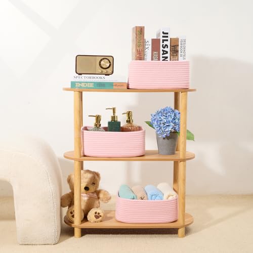 Small Storage Baskets for Organizing (4pcs-L11.5xW7.5xH4.7" / Light Pink)