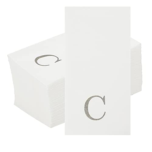 Silver Letter C Linen (Silver / 50 Count / C)