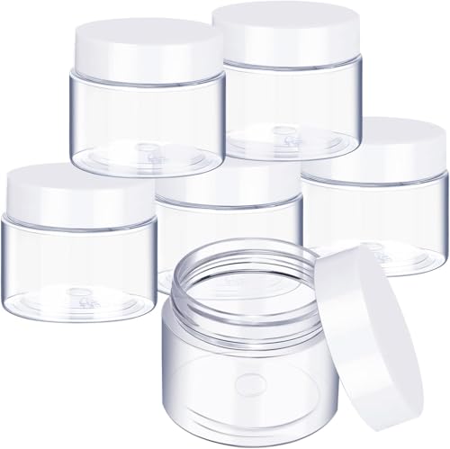 6 Pack 8 oz Plastic Jars Containers with Lids Wide (White / 8 oz)