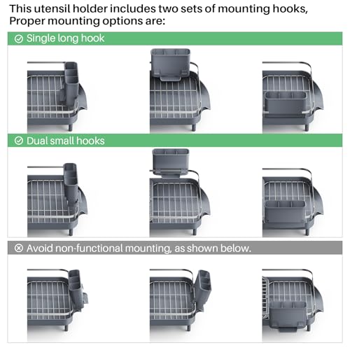 Expandable Dish Drying Rack for Kitchen Counter (Gray)