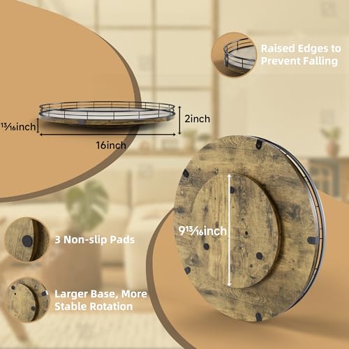 Lazy Susan Turntable Organizer for Table Top (Rustic / 16")