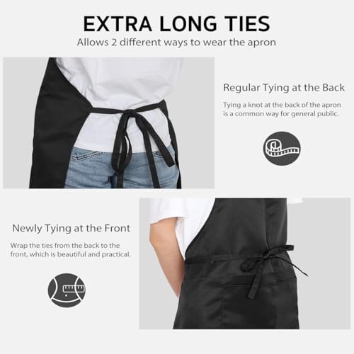 4 Pack Bib Chef Apron (2 pockets -Long (4 packs) / Orange)