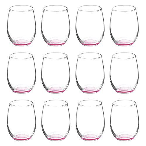Stemless Wine Glasses by ARC 5.5 oz. Set of 12 (Blank - Pink / 12 Glasses)