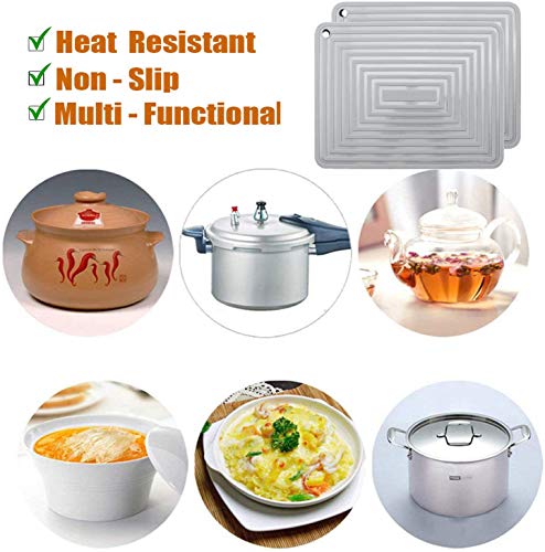 Large Silicone Trivet Mats for Hot Dishes (Gray)