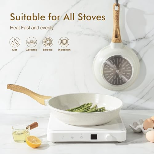 Nonstick Ceramic Frying Pan Skillet (8 Inch / White)