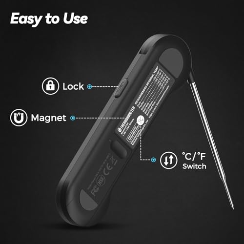 0.5 Sec Instant Read Meat Thermometer Digital for Cooking (Black)
