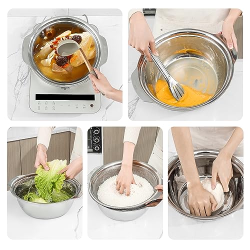 304 Stainless Steel Fine Mesh Colander Set (3.5qt / Primary color with handle)
