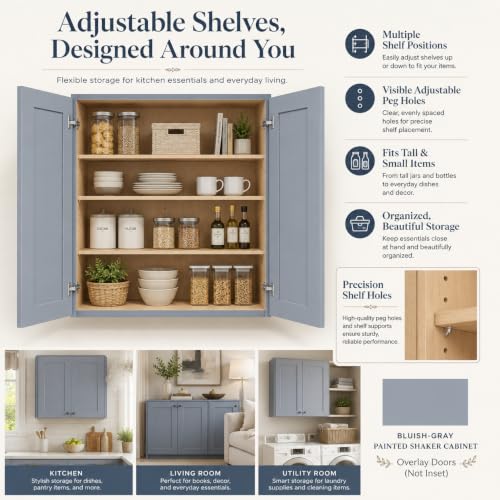 Wall Mounted Cabinet (Grey / 24" W x 12" D x 42" H)