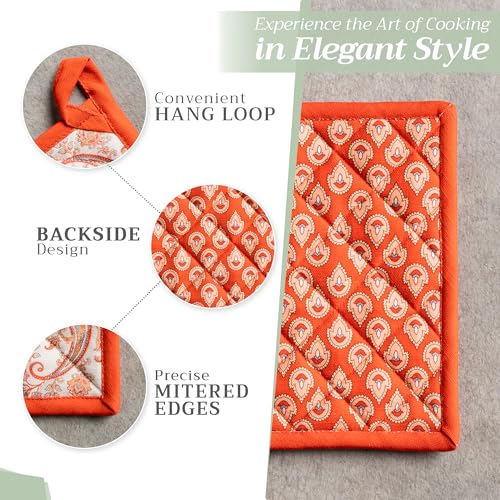 Pot Holders 100% Cotton Potholders (059 - Cachemire / 8" x 8" (Pot Holder Pack of 2))