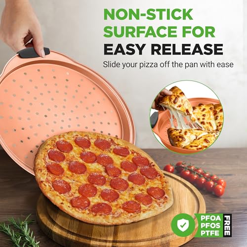 13 Inch Nonstick Pizza Tray (Copper / 1 Pack)