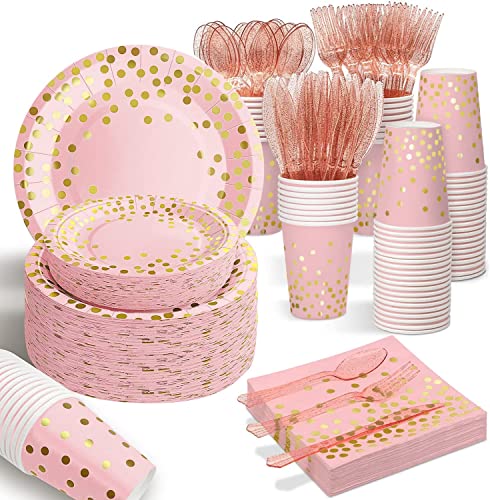 350PCS Pink and Gold Party Supplies (350 PCS Pink and Gold)