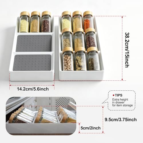 Small spice drawer organizer insert (White / 2 Pack)