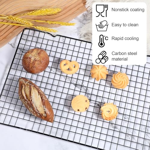 6 Packs Cooling Racks 16"x10" Baking Rack for Cooking and Baking Oven Wire Rack Cooling Drying Roasting Rack Heavy Duty Baking Rack for Roasting Cooking Grilling Drying (Black)