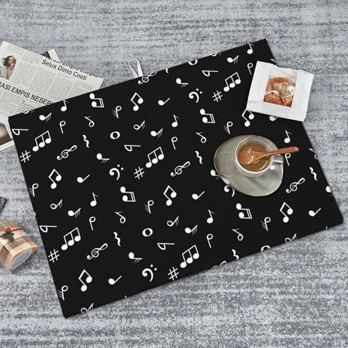 Musicial Kitchen Drying Mat Music Notes Microfiber Dish Drainer Mat for Kitchen Counter Absorbent Reusable Washable 18x24 Inch Black (Music Notes / 18 x 24 inch)