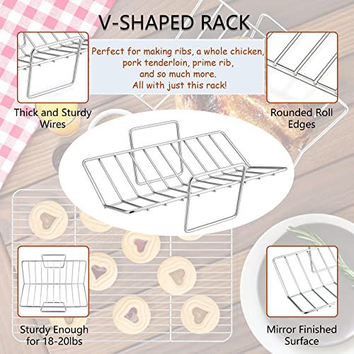 Roasting Pan with Flat Rack & V (Rectangle Roasting Pan with 2 Racks / 15.3 Inch)