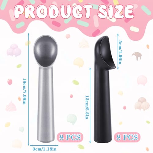 16 Pcs Ice Cream Scoop Set (Black and Silver)