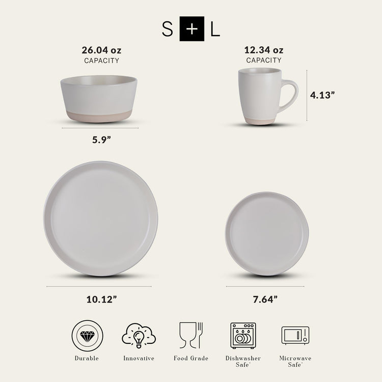 Jules Modern Stoneware 32 (32 Piece - Service for 8 / Off-White)