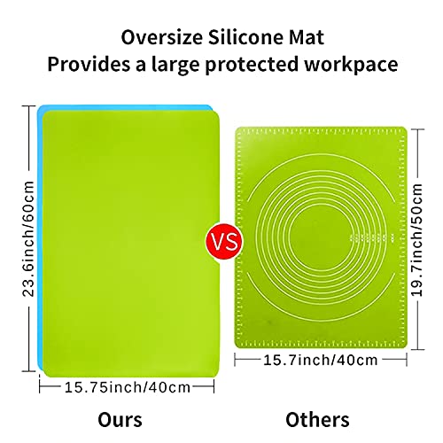 2 Pack Extra Large Silicone Mats for Crafts (02-green Blue / 23.6"L x 15.7"W)