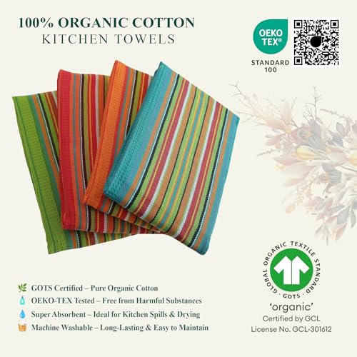 Salsa Stripe Kitchen Dish Towels (Set of 12 (16x28 inches) / Multi Salsa)