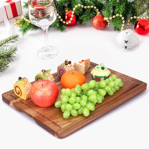 Acacia Wood Cutting Boards for Kitchen Wooden Chopping Board with Handle (Acacia Wood / 15"L x 11"W)