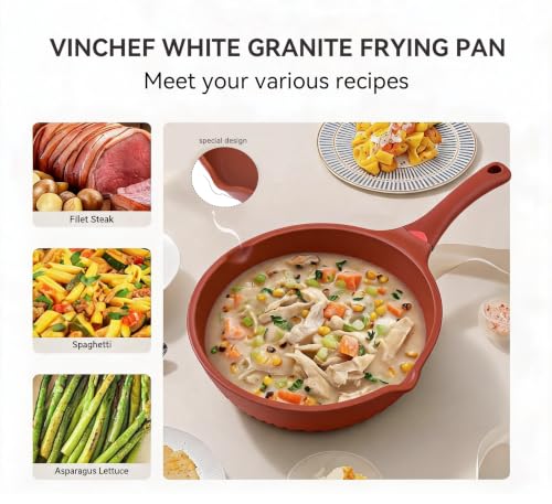 12" Terracotta Nonstick Ceramic Red Frying Pan (Red Ceramic / 12 INCH)