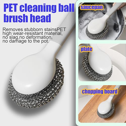 Dish Brush Set of 4 with Holder.Interchangeable Heads Kitchen Scrub Brush
