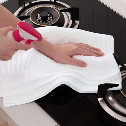 100% Cotton Oversized Waffle Weave Kitchen Towels 4 (White / 20 X 28 - 4 Pack)