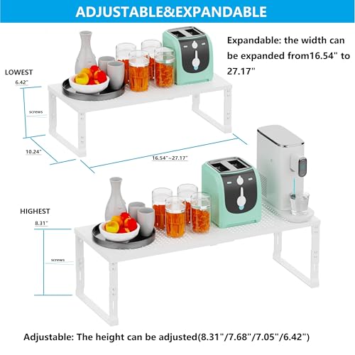 Expandable Spice Rack (3packs/White / LARGE:10.24"D x 16.54"W x 6.42"H)