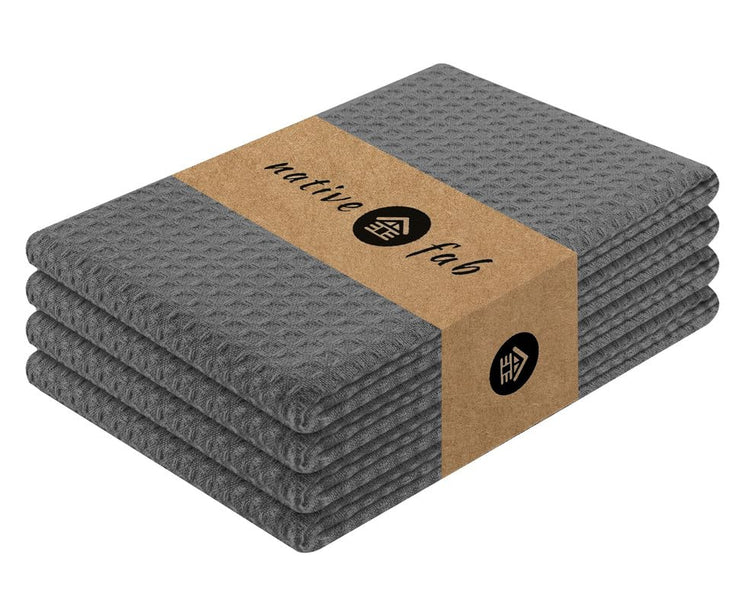 Cotton Kitchen Towel with Hanging Loop 16x26 inches (Set of 4 / Gray)