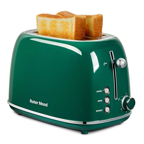 2 Slice Toaster Retro Stainless Steel with Bagel (Green)