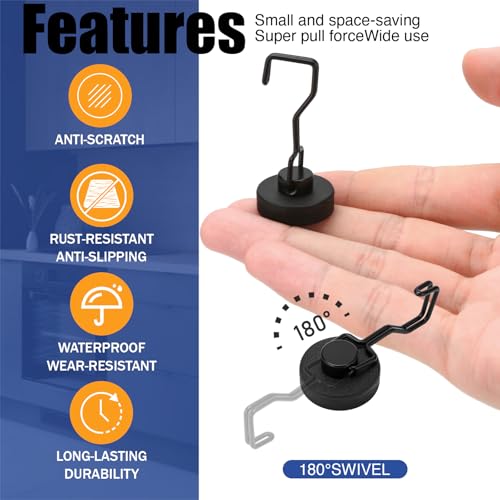 Heavy Duty Magnetic Hooks for Grill (12 Pack / Black)