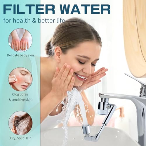 1440° Sink Water Filter Faucet Extender 3.0 (D- Silver3- Telescopic Filtered Swivel Aerator)
