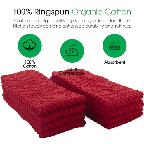 Terry Dish Towels (Set of 8 (15x25 Inches) / Red)