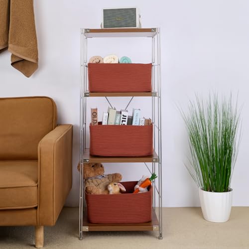 Large Storage Baskets for Shelves (2pcs-L17×W13×H7.5" / Oxide Red)