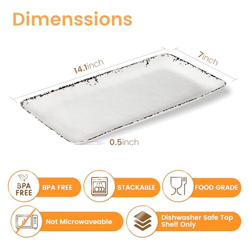 Farmhouse Rustic 14" x 7" White Serving platter (Farmhouse Rect Platter)