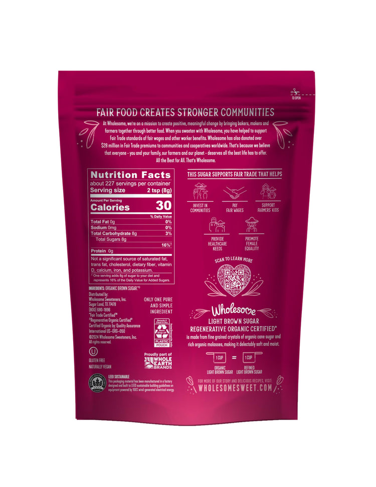 Fair Trade Organic Light Brown Sugar (Light Brown Sugar / 64 Ounce (Pack of 1))