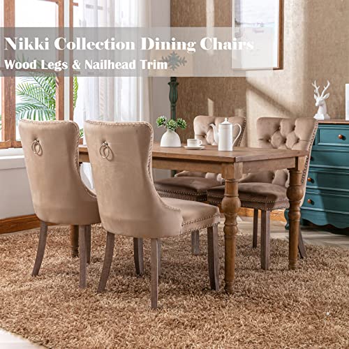 Khaki Velvet Dining Chairs Set of 4 (Khiki)