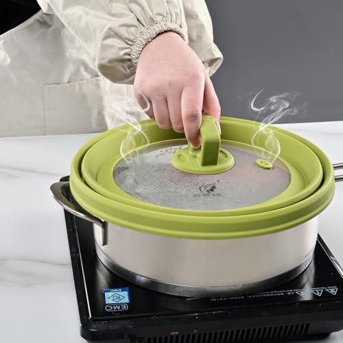 Collapsible Silicone Microwave Splatter Cover for Food Plate Bowl 11.8 inch (Green (Regular style) / 11.8 inch)