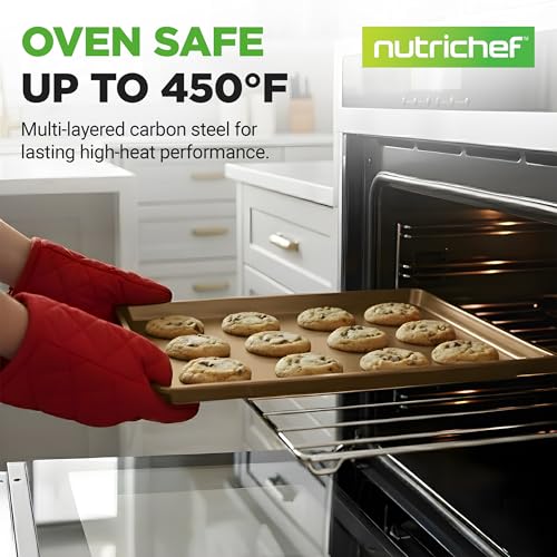 Nonstick XL Cookie Sheet Baking Pan (1-Pack / Gold)