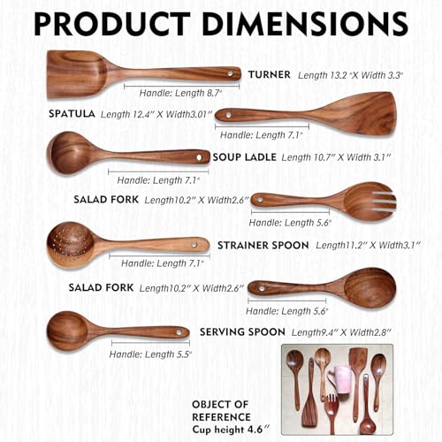 Wooden Non Stick Kitchen Pan Toolset 7 Pieces Set (7 Piece Set)
