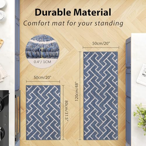Kitchen Runner Rugs (Light Blue / 20"x48"+20"x32")