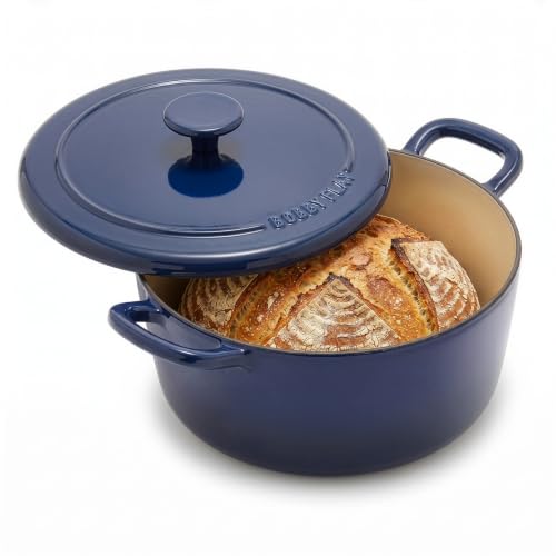 x Bobby Flay 5.5QT Enameled Cast Iron Dutch Oven With Lid (5.5QT Dutch Oven / Cobalt Blue)