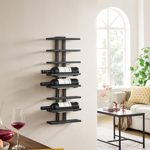 8 Tier Wall Mount Wine Rack (1 Pack (8 Bottles) / Black)